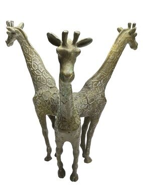 Arthur Court Brass-Toned Giraffe Trio Sculpture